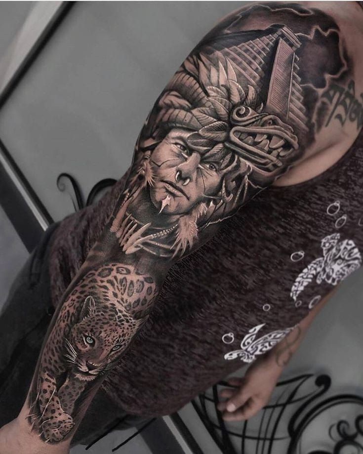 aztec warrior tattoo sleeve