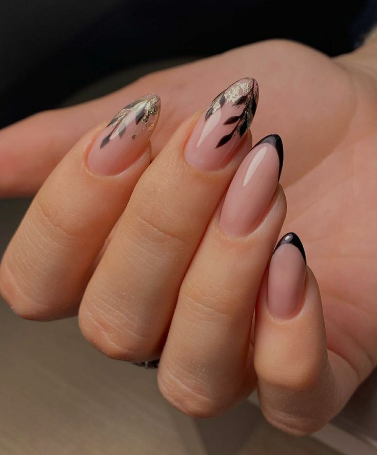 black and beige nail designs