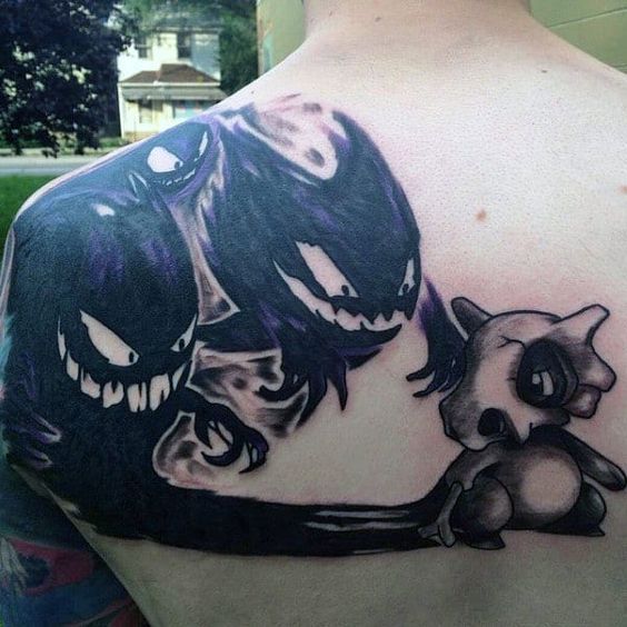 black and white gengar tattoo