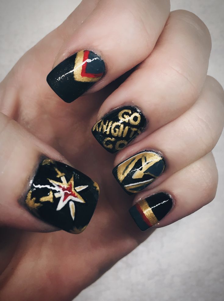 blue and gold nails designs