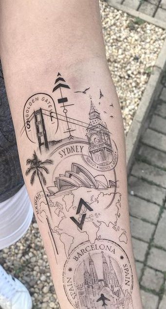 compass map tattoo