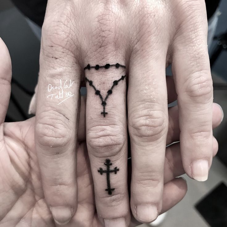 cross with rosary tattoo