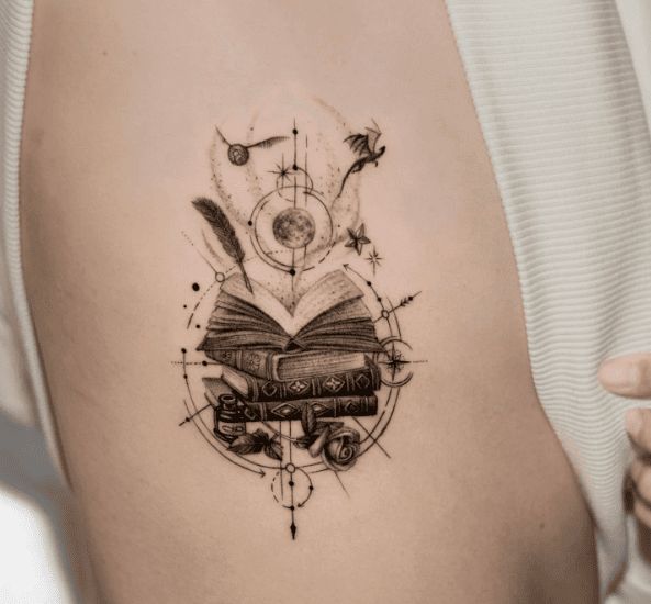 dragon book tattoo ideas