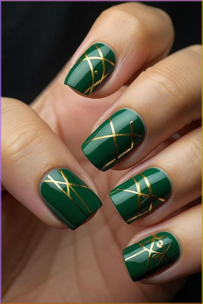 emerald green nail design