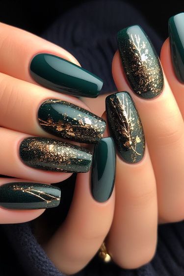 emerald green nail designs