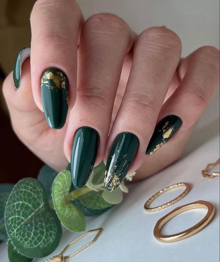 emerald green nail polish designs