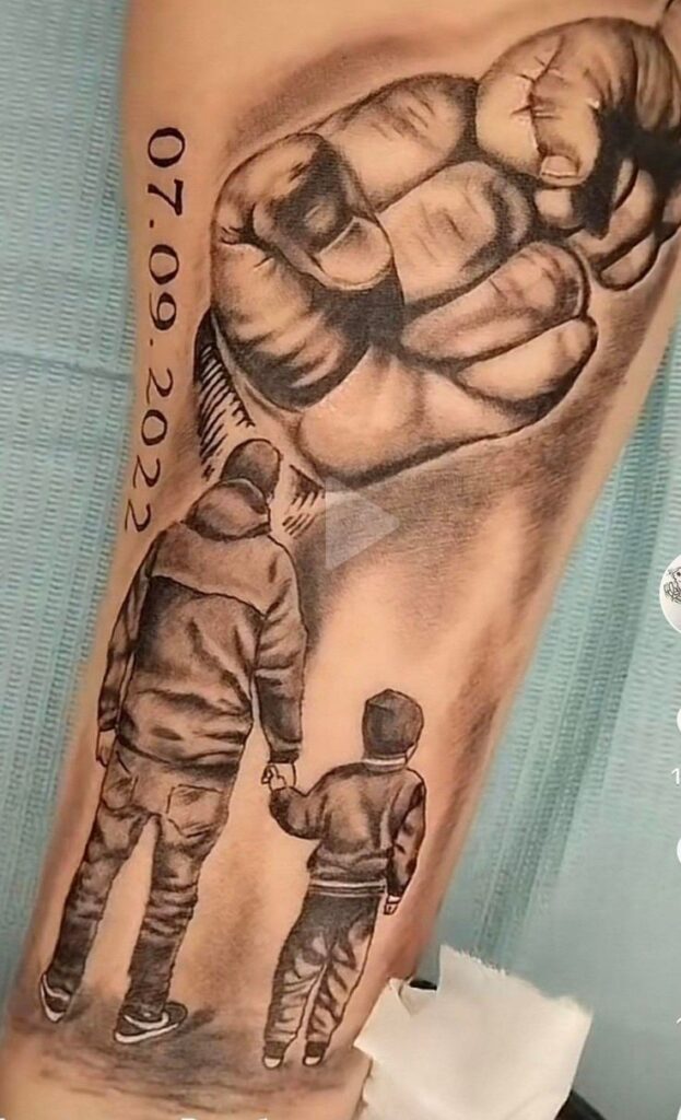 family mother father and son tattoo