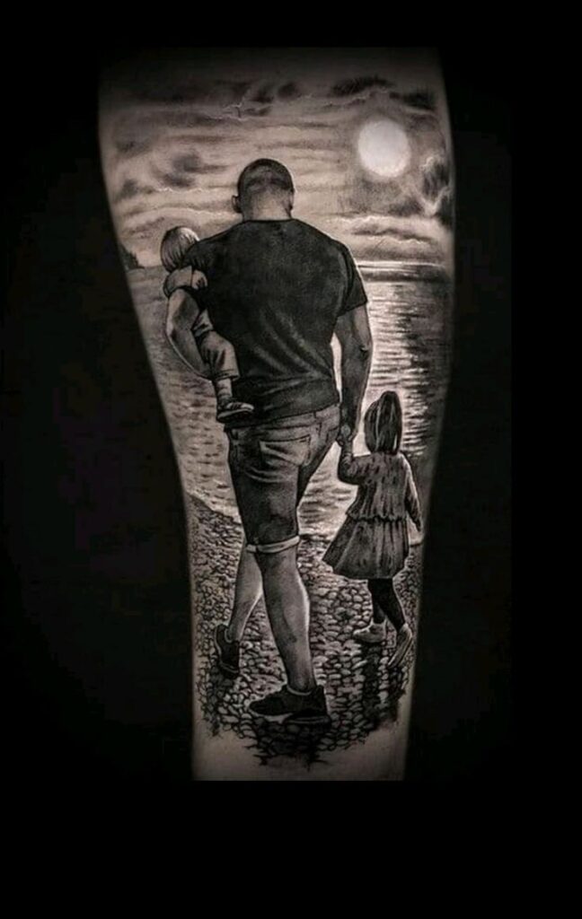 father and son tattoo design arm