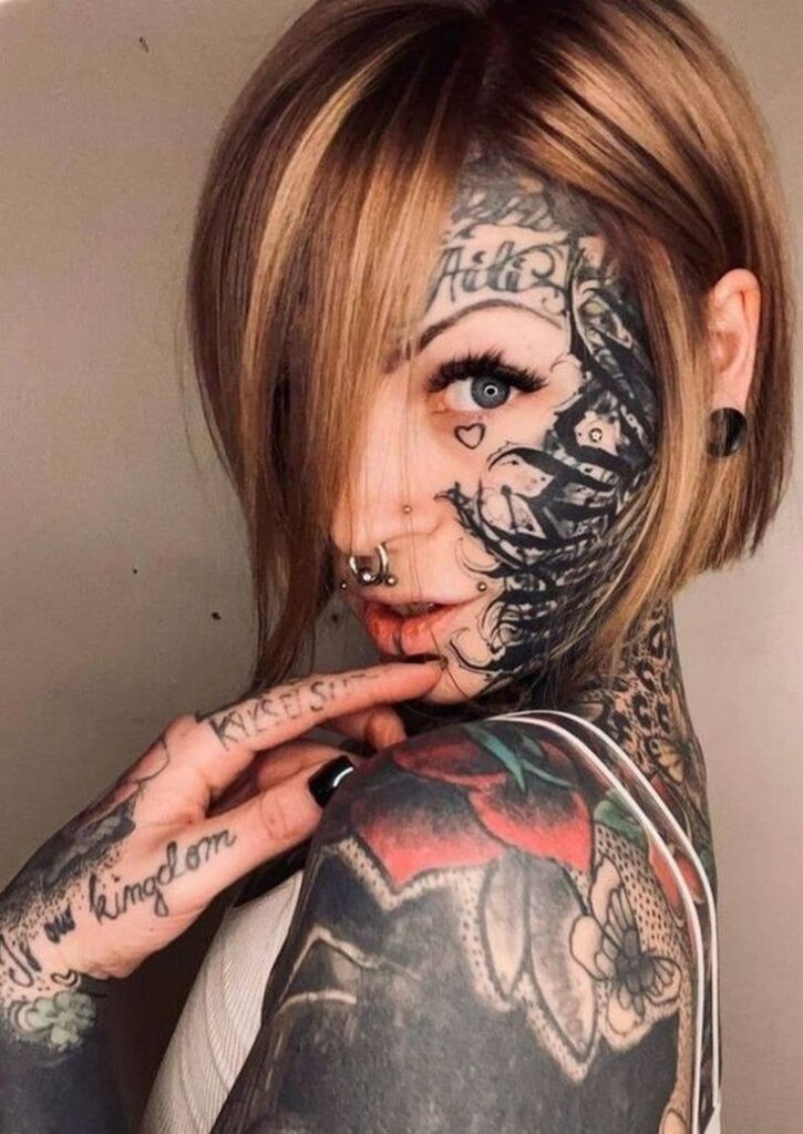 female face tattoo ideas