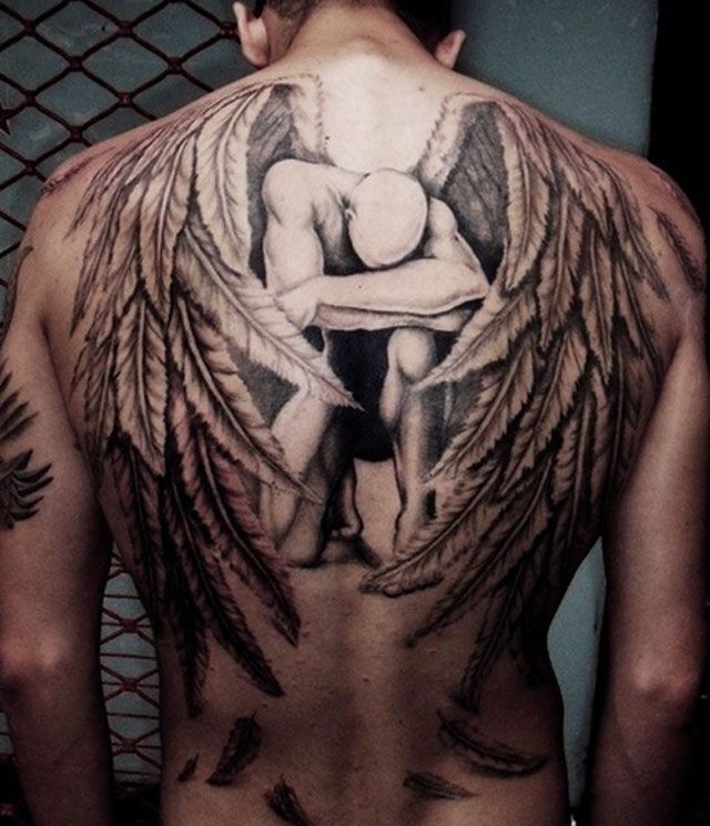 female protector guardian angel tattoo