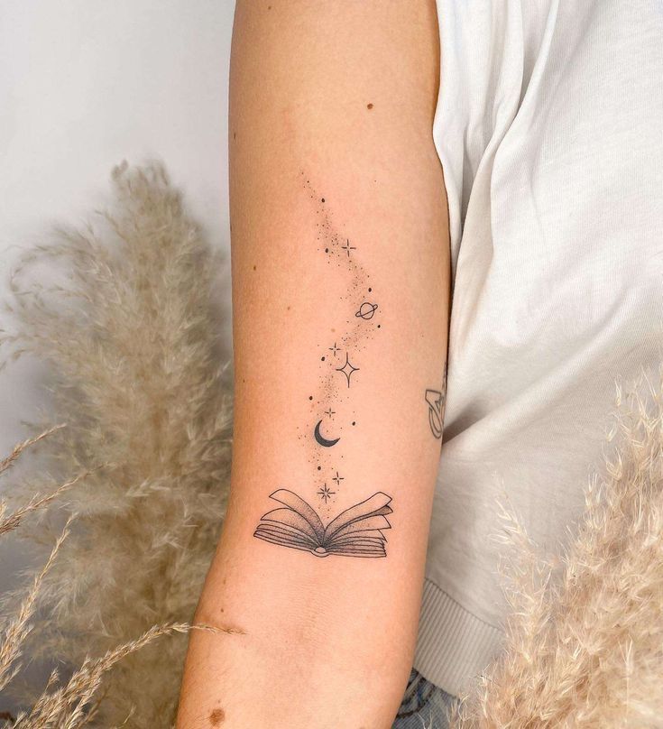 fine line book tattoo ideas