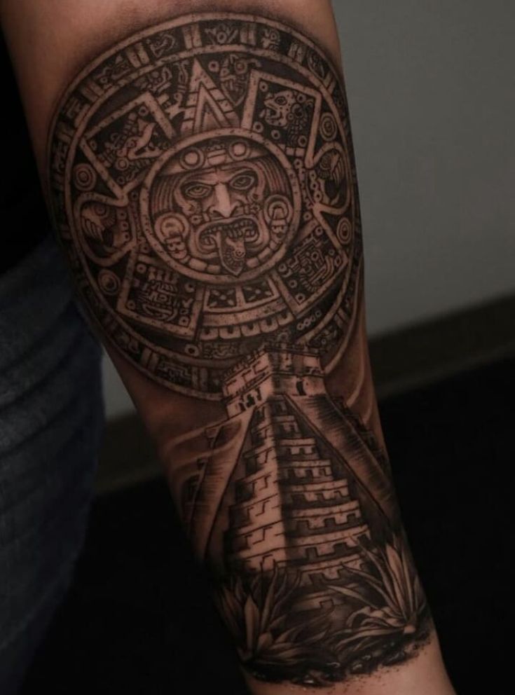 forearm aztec warrior tattoo