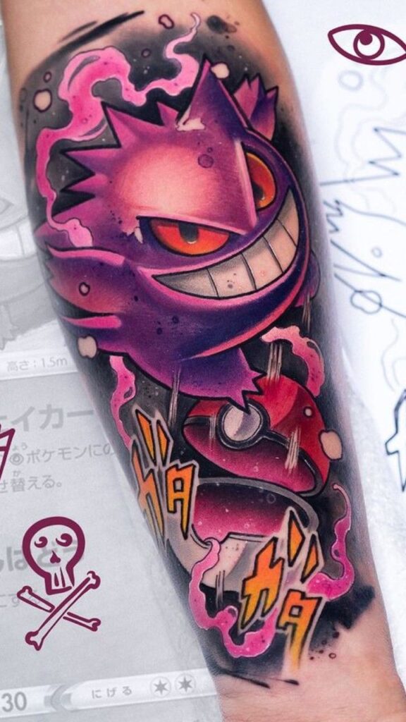 gengar tattoo black and white