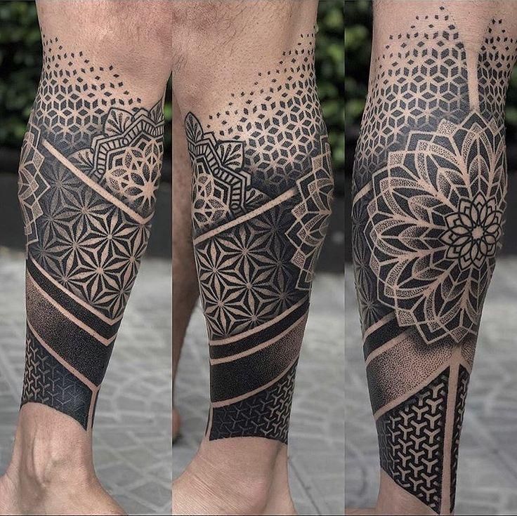 geometric hexagon tattoo sleeve