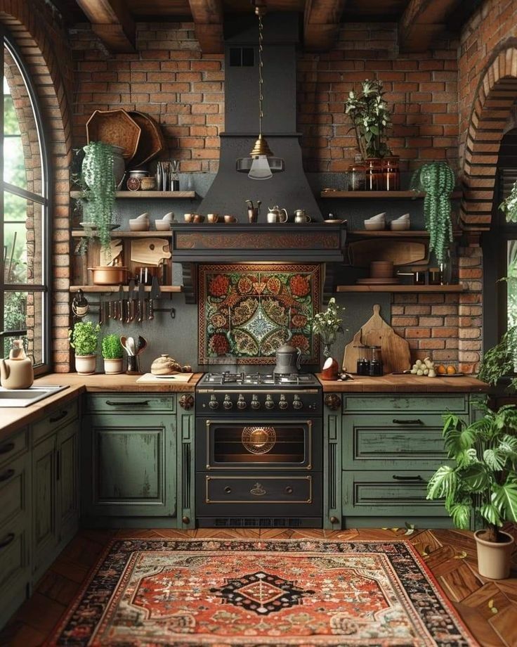 green and copper kitchen accessories