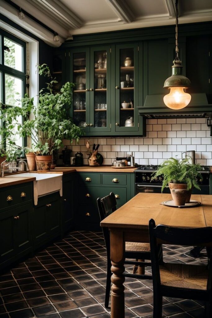 green and copper kitchen ideas