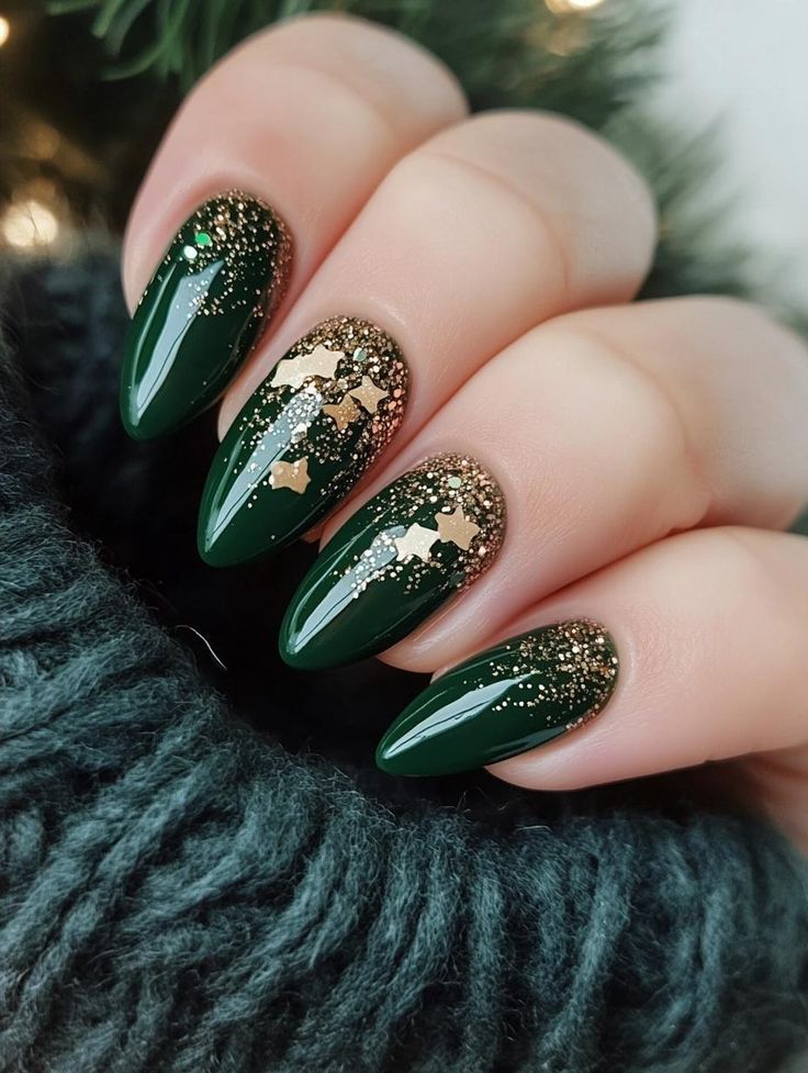 green and gold nail