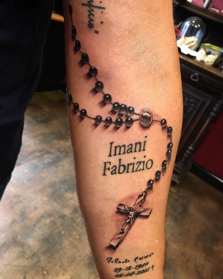 hand rosary tattoo