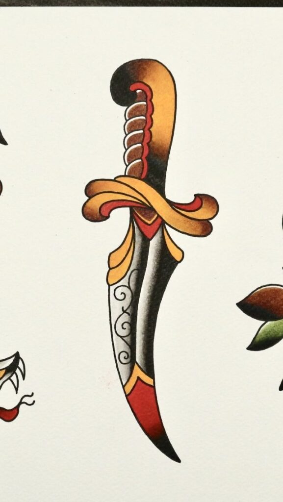 knife illustration tattoo

