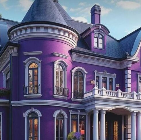 light purple colour house outside