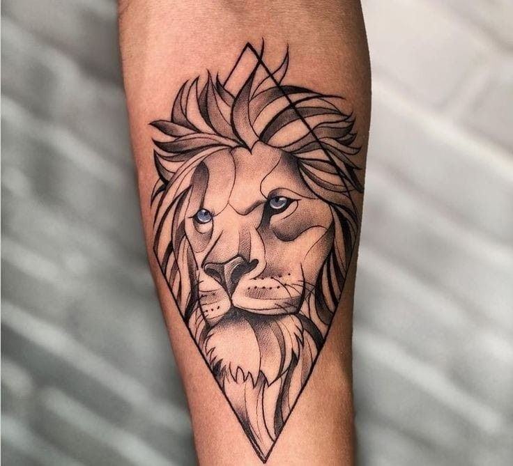 lioness tattoo with flowers