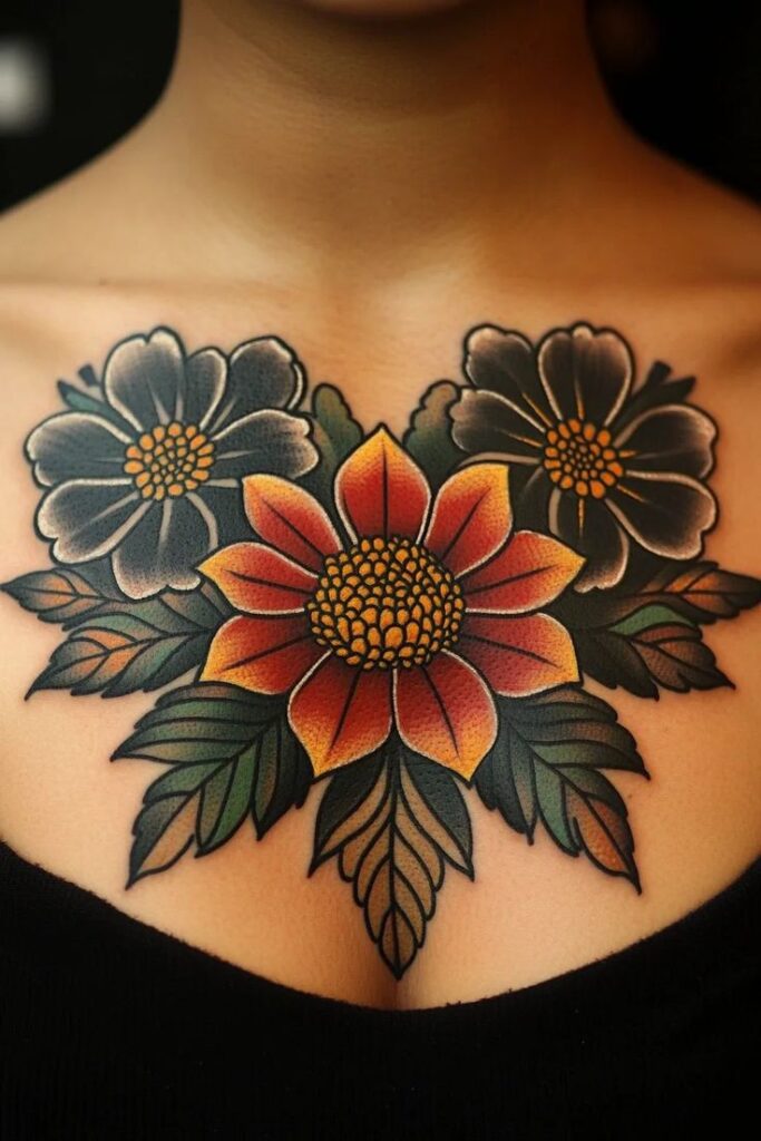 lotus flower tattoo between breast meaning