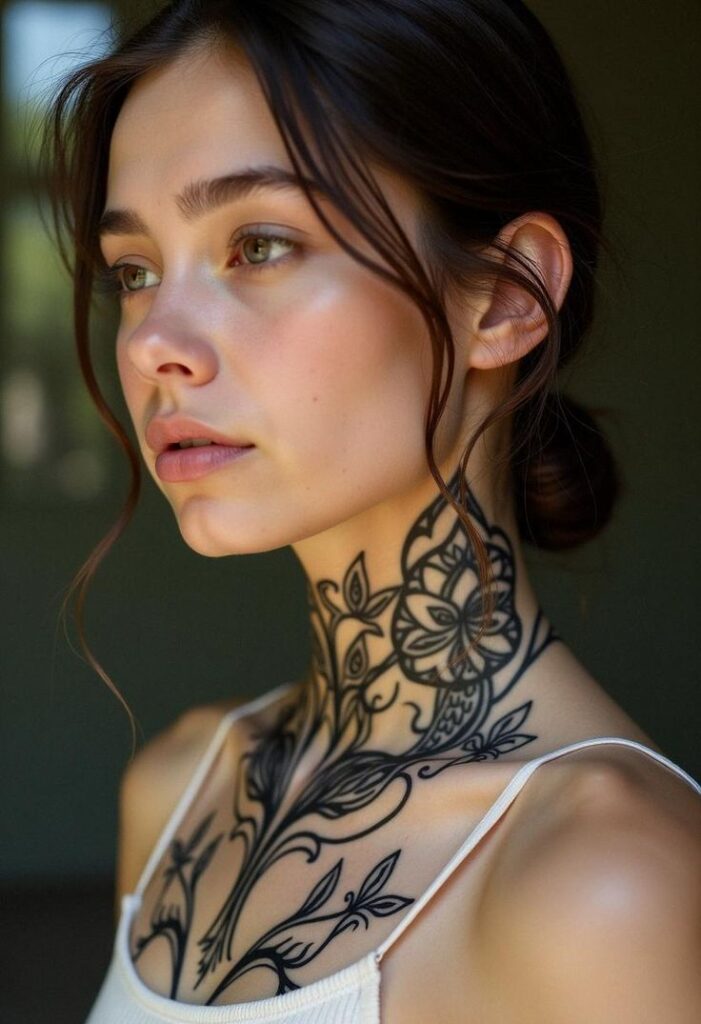 lotus tattoo between breast