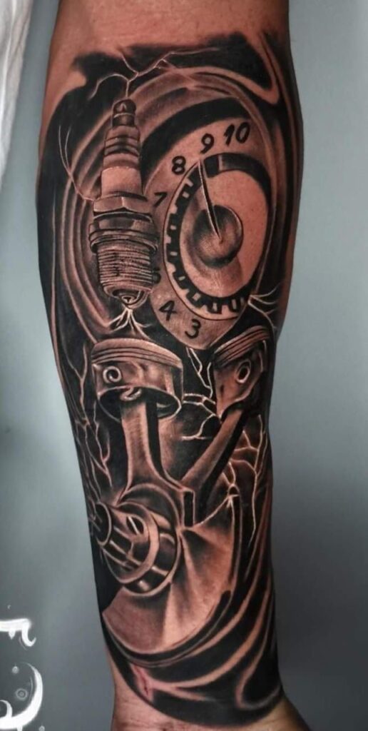 mechanical tattoo design