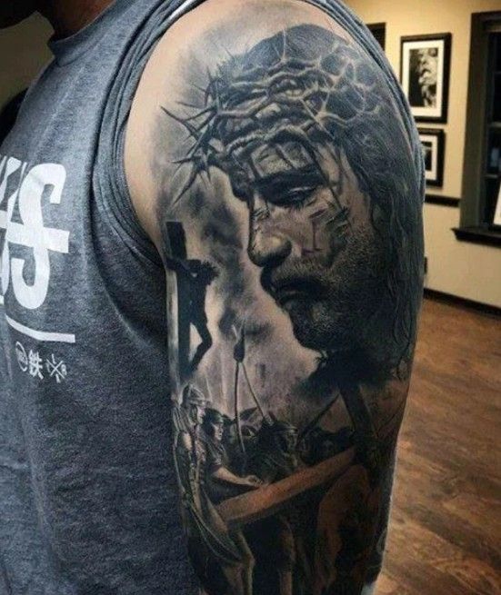 mens jesus tattoo ideas