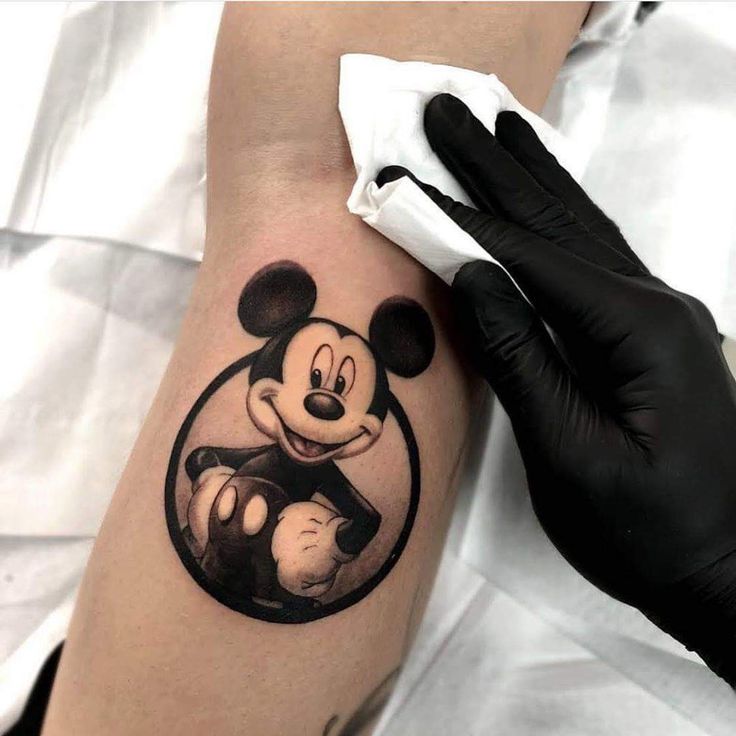 mickey mouse tattoo with name