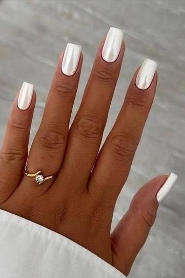 milky white nail design

