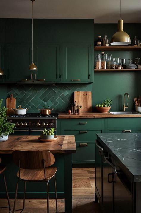 mint green and copper kitchen