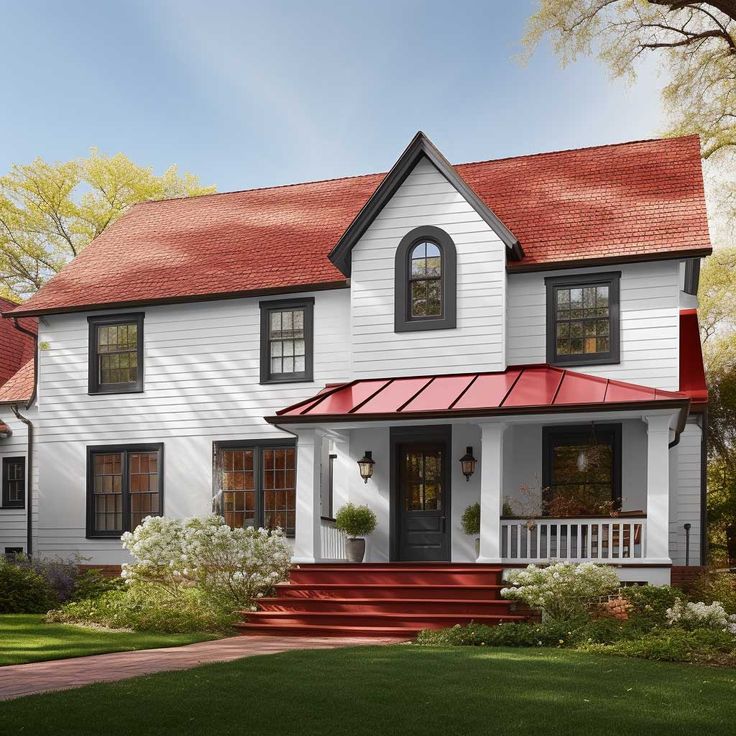 modern red roof house color 