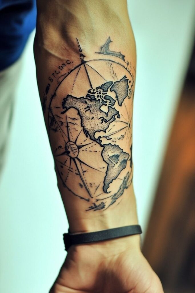 nautical map tattoo