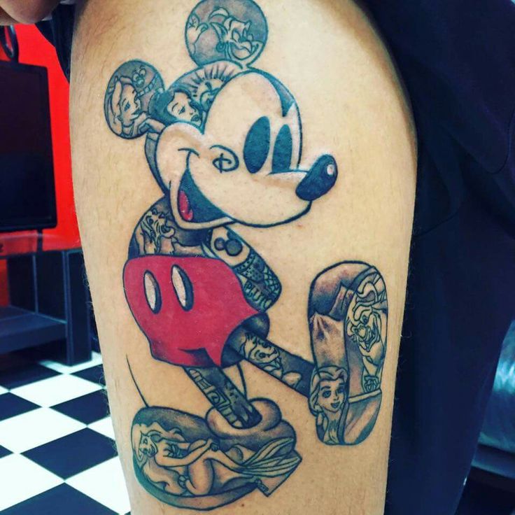 outline simple mickey mouse tattoo