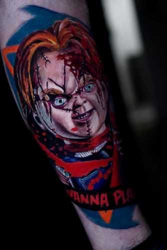 outline stencil chucky tattoo designs