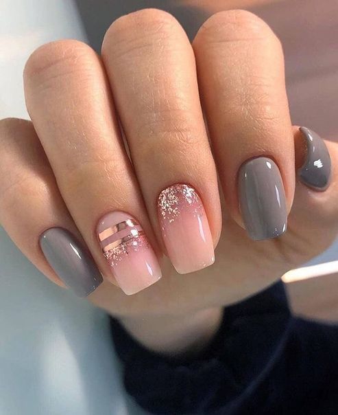 pastel pink and grey nails