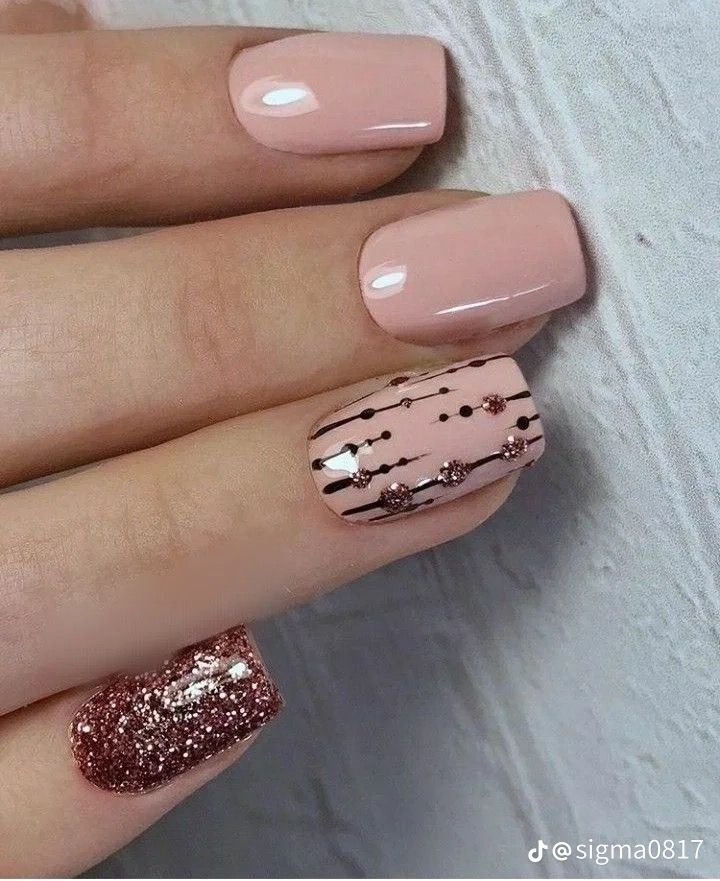 pink and grey nails coffin