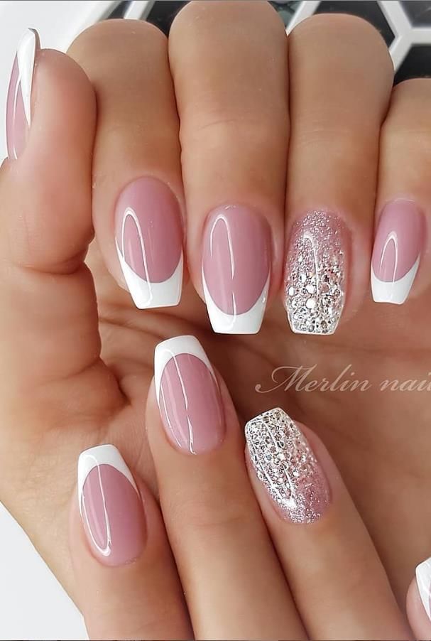 pink and white nail art