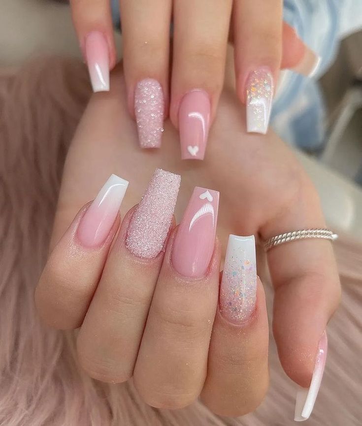 pink and white nail design