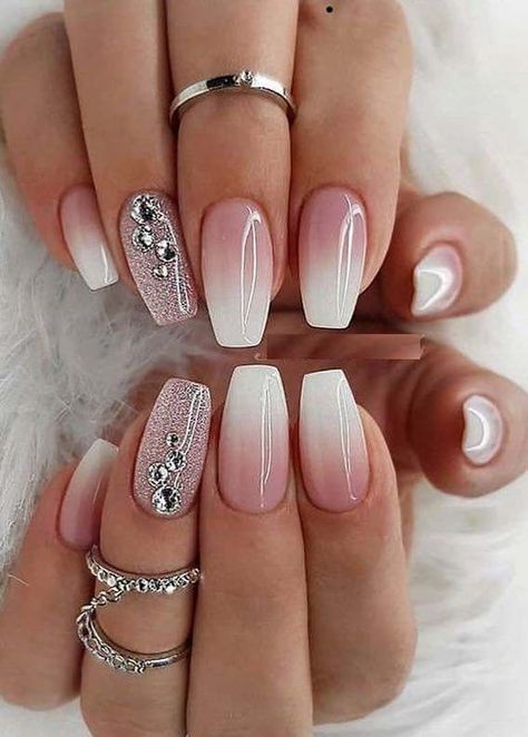 pink and white nail