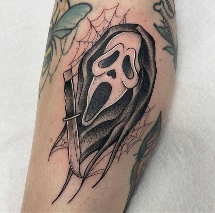 realistic ghostface tattoo