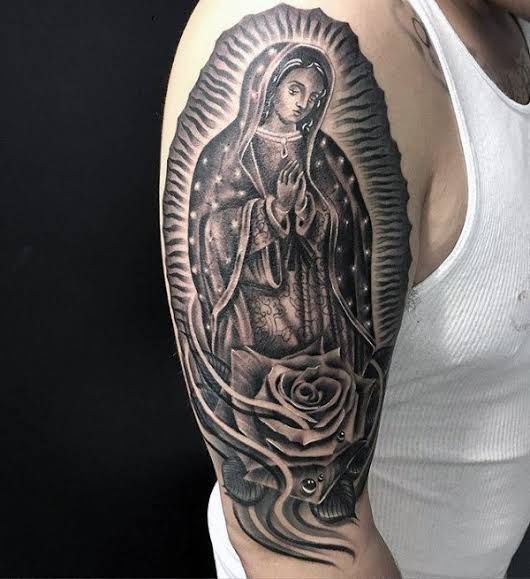 realistic virgin mary tattoo