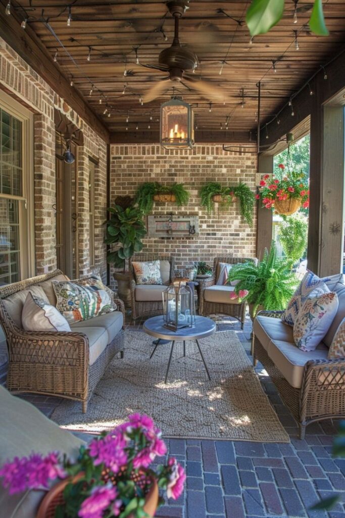 red brick front porch