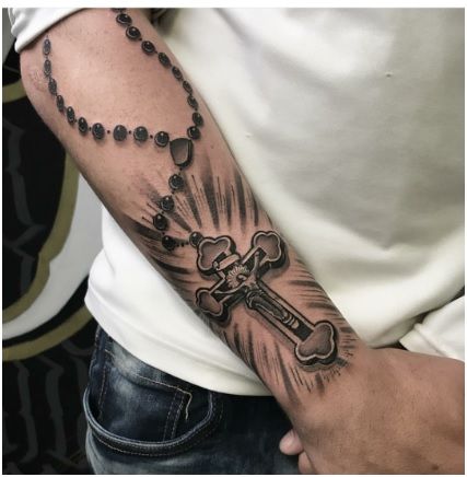 rosary tatto on hand