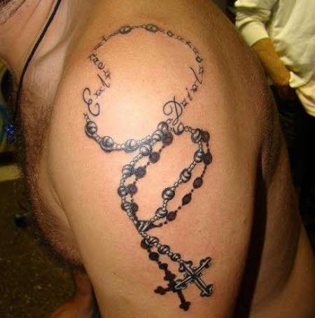 rosary tattoo forearm