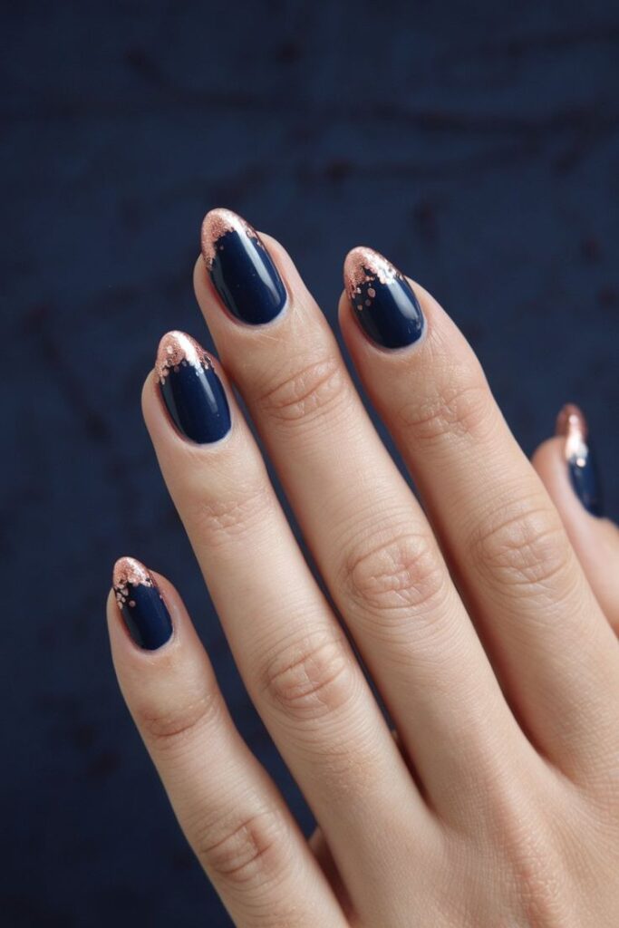 royal blue and gold nails design