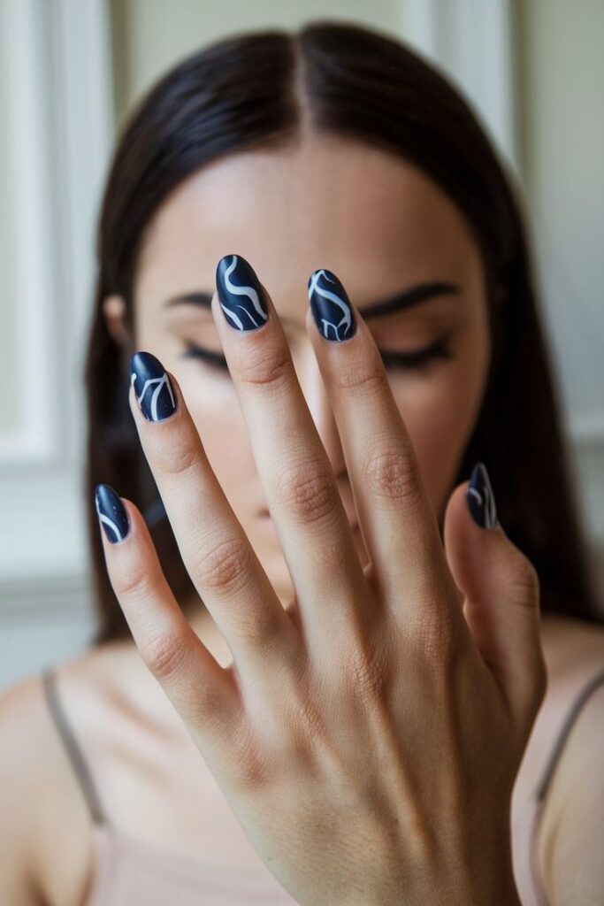 royal blue blue and gold nails