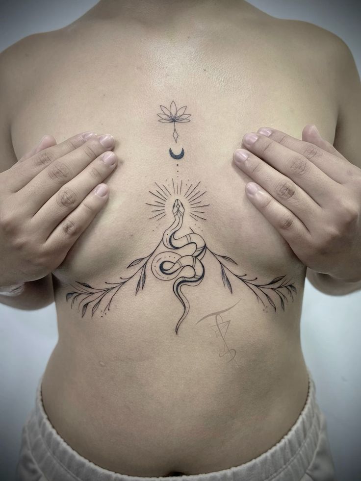 sternum under boob tattoo ideas