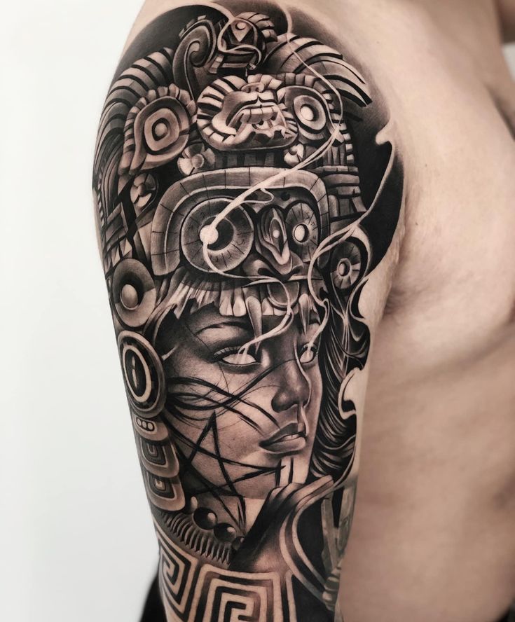 tribal aztec warrior tattoo